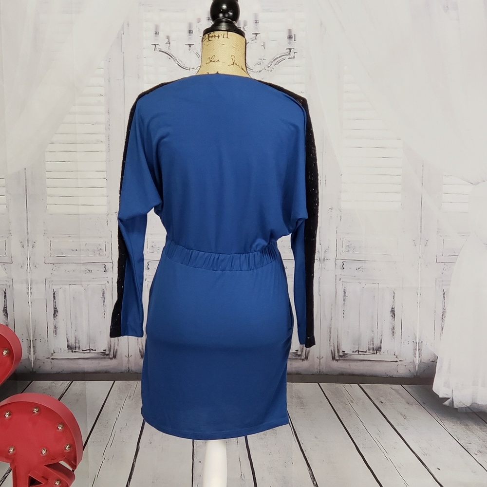 Lucca Couture blue and black front zip dress small - Picture 3 of 4